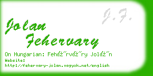 jolan fehervary business card